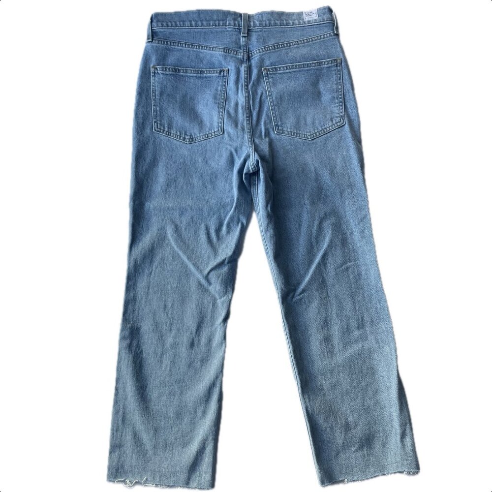 Frank & Eileen Monaghan Jeans High Rise Cropped Button Fly Raw Hem Size 30 EUC - Picture 4 of 8